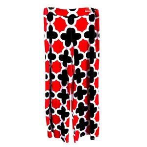 Polly Wolly Doodle Pants XL Red Black White Wide Legs Elastic Stretch Hi…